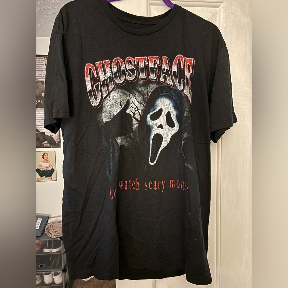 Black Ghostface let's watch scary movies T-shirt